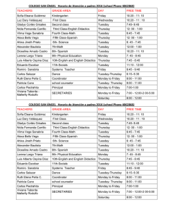 COLEGIO SAN &Aacute;NGEL Horario de Atenci&oacute;n a padres 2016 (school