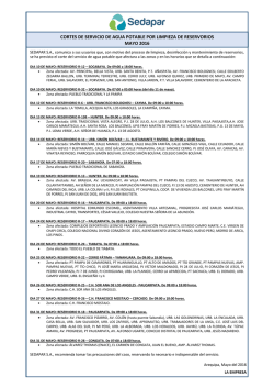 cortes de servicio de agua potable por limpieza de