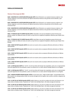 Mi&eacute;rcoles 11 de mayo de 2016