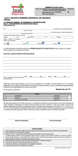Formato y Requisitos para Permiso Municipal de Anuncio C&iacute;vico.