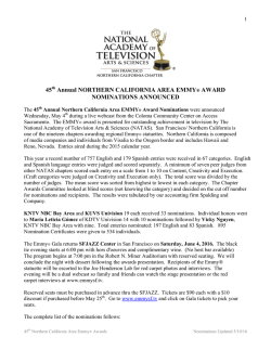 2016 &ndash; 45th Northern California Area Emmy&reg; Award Nominations