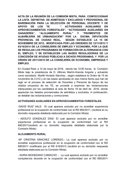Listado definitivo del Personal Docente y de Apoyo de los Talleres