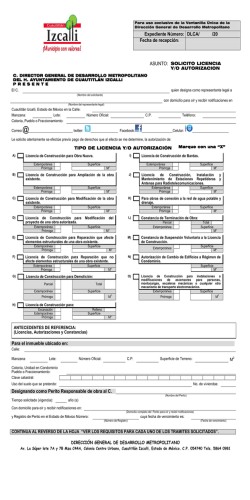 Formato para Solicitud de Licencia y/o Autorizaci&oacute;n.
