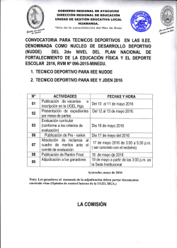 (NUDDE) DEL 2do NIVEL DEL PLAN NACIONAL DE