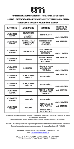 Ayudante de Segunda - Facultad de Arte y Dise&ntilde;o UNaM