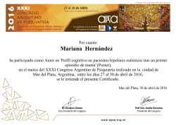 Mariana Hern&aacute;ndez - XXXI Congreso Argentino de Psiquiatr&iacute;a