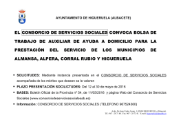 EL CONSORCIO DE SERVICIOS SOCIALES CONVOCA BOLSA DE