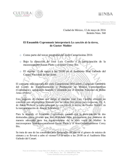 El Ensamble Cepromusic interpretar&aacute; La canci&oacute;n de la tierra