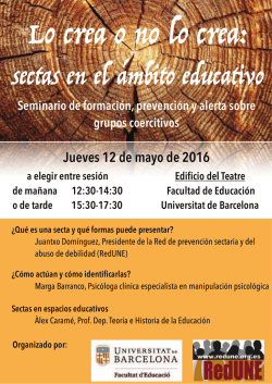 sectas en el &aacute;mbito educativo