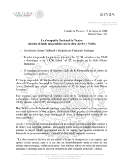La Compa&ntilde;&iacute;a Nacional de Teatro aborda el duelo