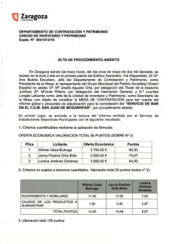 Acta de la Mesa de Contrataci&oacute;n de fecha 11 de mayo de 2016