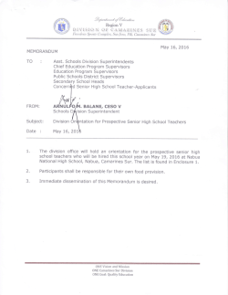 Division Orientation for Prospective Senior High School Teachers