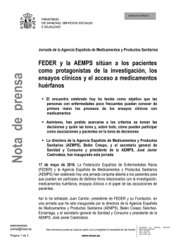 FEDER y la AEMPS sit&uacute;an a los pacientes como protagonistas de la