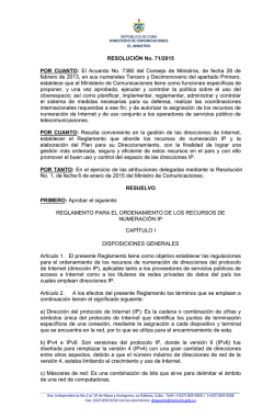 R 71-15 Reglamento para el ordenamiento de los Recursos de