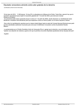 Diputada venezolana advierte sobre plan golpista