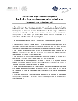 Resultados de la Convocatoria para Instituciones 2016