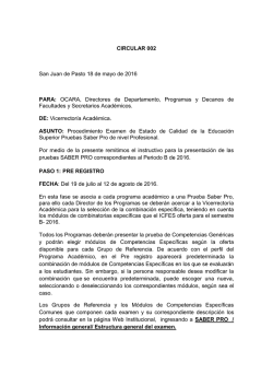 CIRCULAR 002 San Juan de Pasto 18 de mayo de 2016 PARA