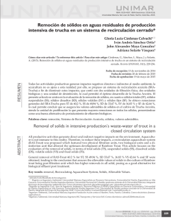 Remoci&oacute;n de s&oacute;lidos en aguas residuales de producci&oacute;n intensiva