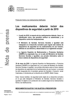 Los medicamentos deber&aacute;n incluir dos dispositivos de seguridad a