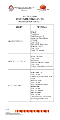 "DEPORTES INDIVIDUALES" DEL 17 AL 19 DE MAYO DE 2016