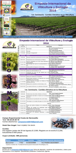 Evento: Simposio Internacional de Viticultura y Enolog&iacute;a 2016