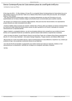 Danza Contempor&Atilde;&iexcl;nea de Cuba estrena pieza de