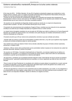Gobierno salvadore&Atilde;&plusmn;o mantendr&Atilde;&iexcl; firmeza en la