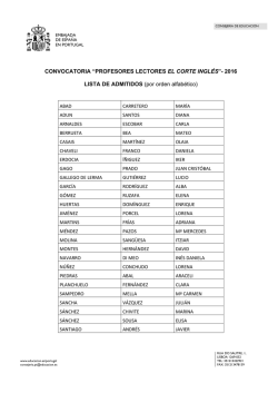 Lista de admitidos sin baremar para el curso 2016-2017