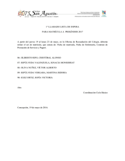 llamado a matricular a prek&iacute;nder 2017