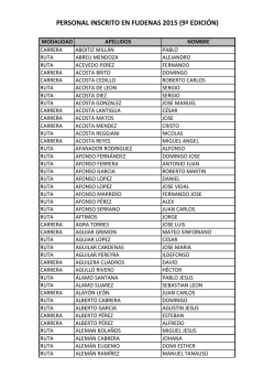 PERSONAL INSCRITO EN FUDENAS 2015 (9&ordf; EDICI&Oacute;N)