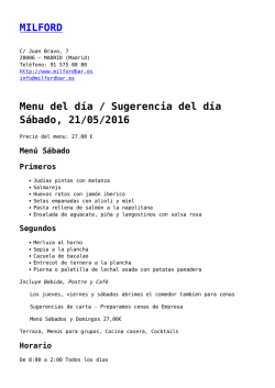 MILFORD Menu del d&iacute;a / Sugerencia del d&iacute;a