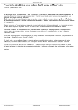 Presentar&Atilde;&iexcl;n obra titiritera sobre texto de Jos&Atilde;&copy; Mart&Atilde;