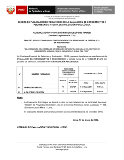 Resultado y fecha de evaluaci&oacute;n psicol&oacute;gica