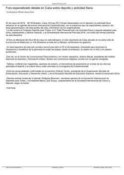 Foro especializado debate en Cuba sobre deporte y