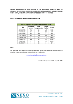 Bolsa de Empleo: Analista Programador/a