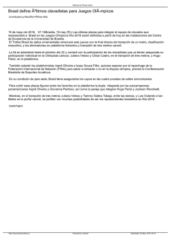 Brasil define &Atilde;&ordm;ltimos clavadistas para Juegos Ol&Atilde;