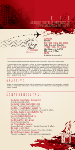 "CIF", El papel del maestro en la formaci&oacute;n profesional Lasallista.