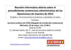 Reuni&oacute;n informativa, mi&eacute;rcoles 25 de mayo a las 17:00 h.