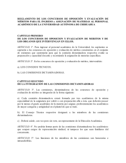 Reglamentos de los Concursos de Oposici&oacute;n y Evaluaci&oacute;n de M&eacute;ritos