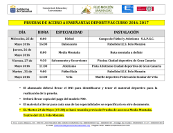 Calendario para la realizaci&oacute;n de las pruebas de