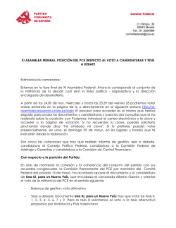 XI ASAMBLEA FEDERAL. POSICI&Oacute;N DEL PCE
