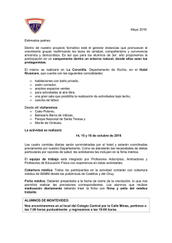 Informaci&oacute;n a los padres por campamento 3er a&ntilde;o 2016