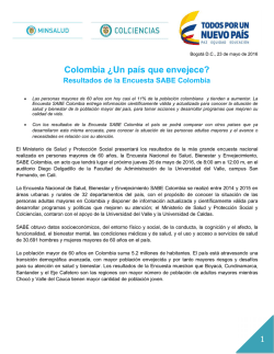 1 Colombia &iquest;Un pa&iacute;s que envejece?