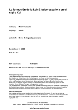 La formaci&oacute;n de la koin&eacute; judeo-espa&ntilde;ola en el siglio XVI - E