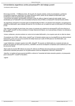 Universitarios argentinos contra precarizaci&Atilde;&sup3;n del