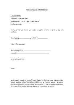 FORMULARIO DE DESISTIMIENTO A la atenci&oacute;n de: SUNPROX