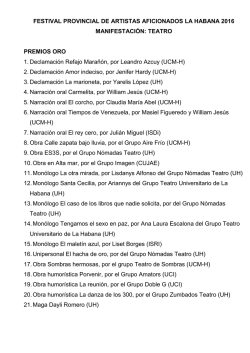 TEATRO PREMIOS ORO 1. Declamaci&oacute;n Refajo Mara&ntilde;&oacute;n