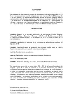 AERLYPER SA ORDEN DEL DIA