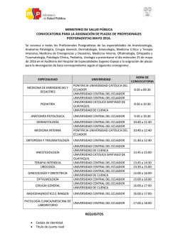 convocatoria para la asignaci&oacute;n de plazas de profesionales
