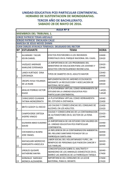 HORARIOS SUSTENTACION MONOGRAFIAS